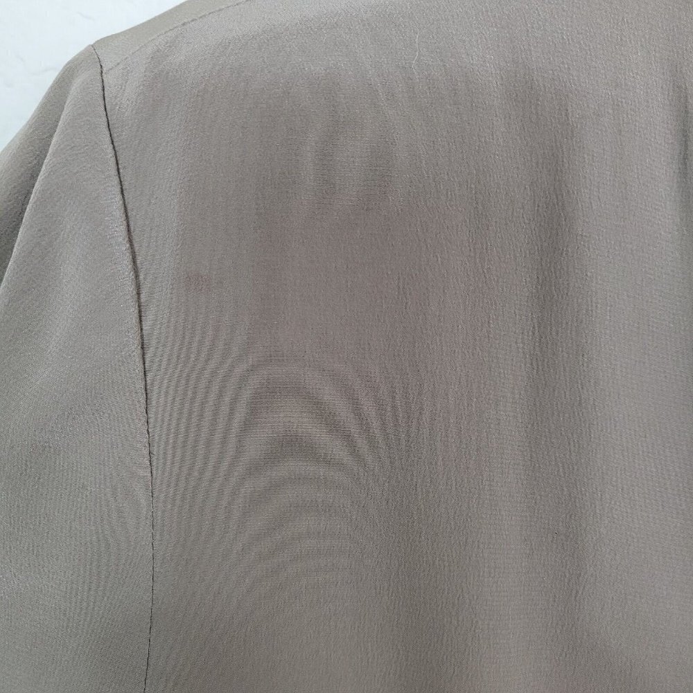 Vintage Talbots 100% Silk Faux Wrap Dress Sz 10 Taupe Short Sleeves Career READ - Picture 4 of 14